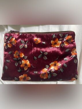 Anthropologie Remi & Reid Velvet Floral Pouch